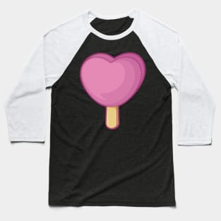 Heart Shaped Pink Ice Cream Stick Baseball T-Shirt